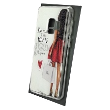 Чехол накладка для SAMSUNG Galaxy S9 (SM-G960), силикон, глянцевый, блестки, рисунок Do more of what Makes you happy