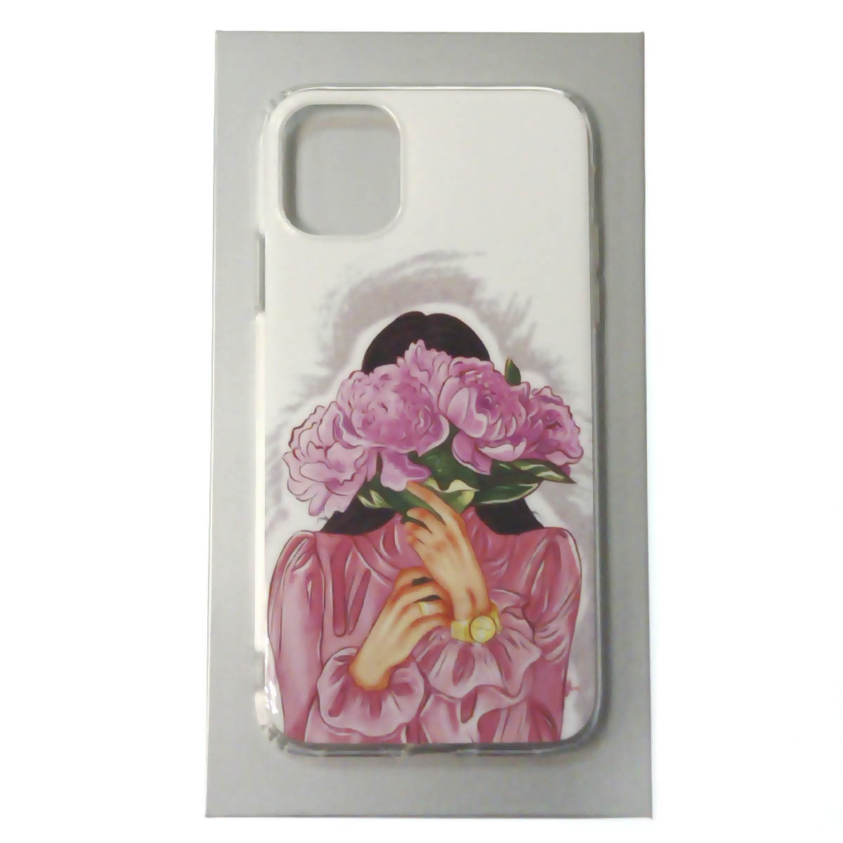 Чехол накладка для APPLE iPhone 11, силикон, рисунок Девушка с букетом цветов
