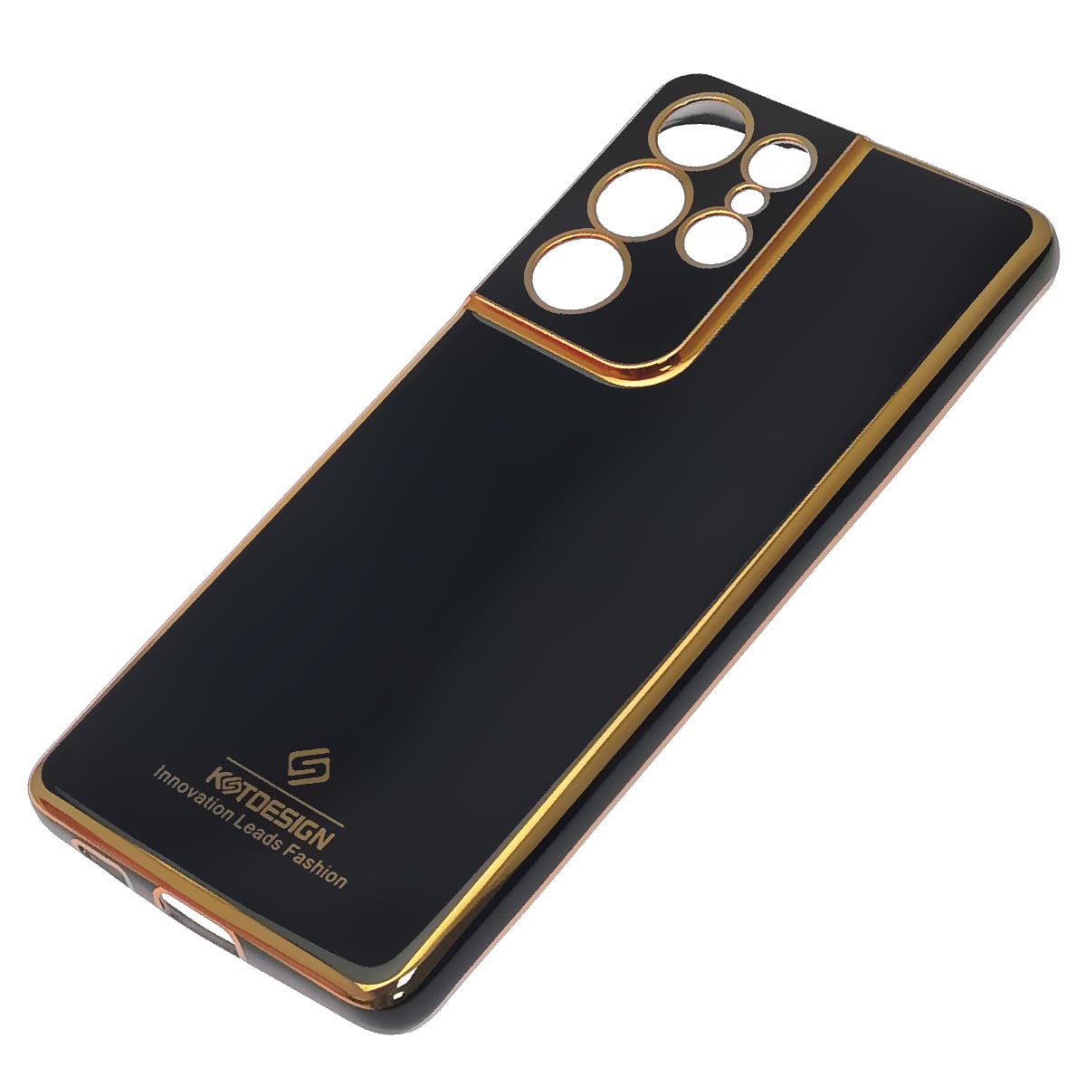 Чехол накладка Star Shine для SAMSUNG Galaxy S21 Ultra (SM-G998), силикон, цвет окантовки черно золотистый