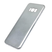 Чехол накладка для SAMSUNG Galaxy S8 Plus (SM-G955), силикон, с логотипом, цвет серебристый