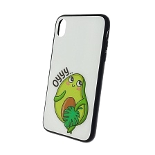 Чехол накладка для APPLE iPhone XR, силикон, стекло, рисунок AVOCADO Oyyy....