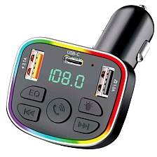 FM трансмиттер EARLDOM ET-M117 27W, Bluetooth 5.3, 2 USB, 1 Type-C, TF Card, RGB подсветка, цвет черный