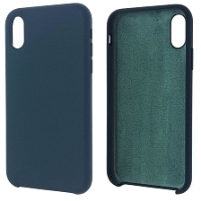 Чехол накладка Silicon Case для APPLE iPhone XR, силикон, бархат, цвет полуночно синий