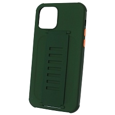 Чехол накладка LADDER NANO для APPLE iPhone 12, iPhone 12 PRO (6.1), силикон, держатель, цвет темно зеленый