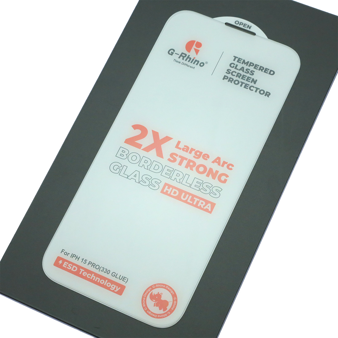 Защитное стекло 6D G-Rhino 200C HD Ultra (330 Glue) для APPLE iPhone 15 Pro (6.1"), с сеточкой на динамике, прозрачное (Тип 2)