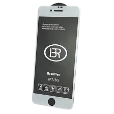 Защитное стекло 9H BRAUFFEN для APPLE iPhone 7, iPhone 8, цвет окантовки белый