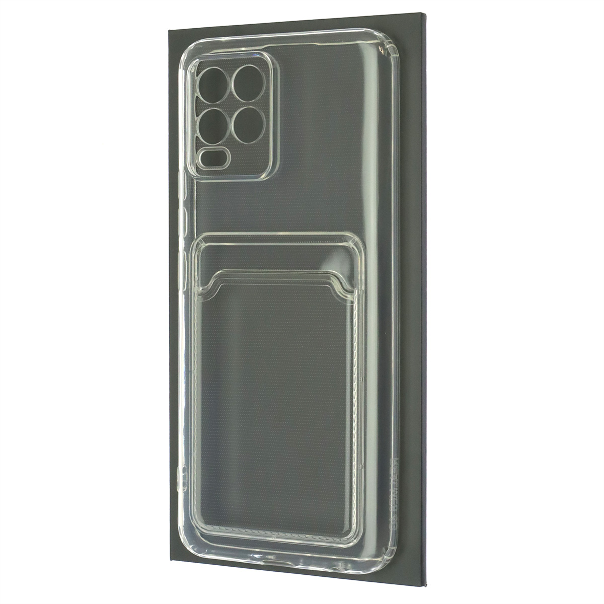 Чехол накладка CARD CASE для Realme 8, Realme 8 Pro, силикон, отдел для карт, цвет прозрачный