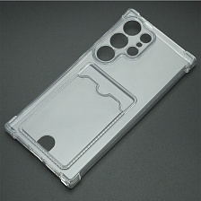 Чехол накладка CARD CASE для SAMSUNG Galaxy S24 Ultra, силикон, отдел для карт, цвет прозрачный