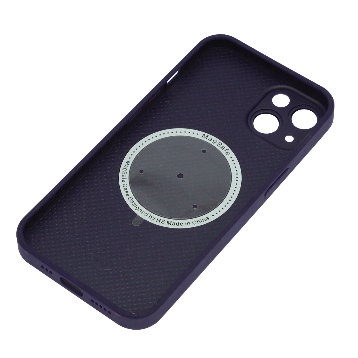 Чехол накладка AG Glass case с поддержкой MagSafe для APPLE iPhone 13, силикон, защита камеры, цвет темно фиолетовый