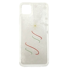 Чехол накладка для Realme C11 2020, силикон, переливашка, рисунок елочка со снежинками