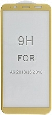 Защитное стекло "5D" GLASS FULL GLUE для SAMSUNG Galaxy J6 2018 (SM-J600), цвет канта золото.