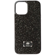 Чехол накладка Queen для APPLE iPhone 12 Pro MAX (6.7"), силикон, стразы, цвет черный Чехол накладка Queen для APPLE iPhone 12 Pro MAX (6.7"), силикон, стразы, цвет черный
