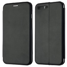 Чехол книжка для APPLE iPhone 7 Plus, экокожа, визитница, цвет черный