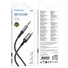 Аудио кабель, переходник BOROFONE BL24 Graceful USB Type C на AUX (Jack 3.5 мм), длина 1 метр, цвет темно серый Аудио кабель, переходник BOROFONE BL24 Graceful USB Type C на AUX (Jack 3.5 мм), длина 1 метр, цвет темно серый