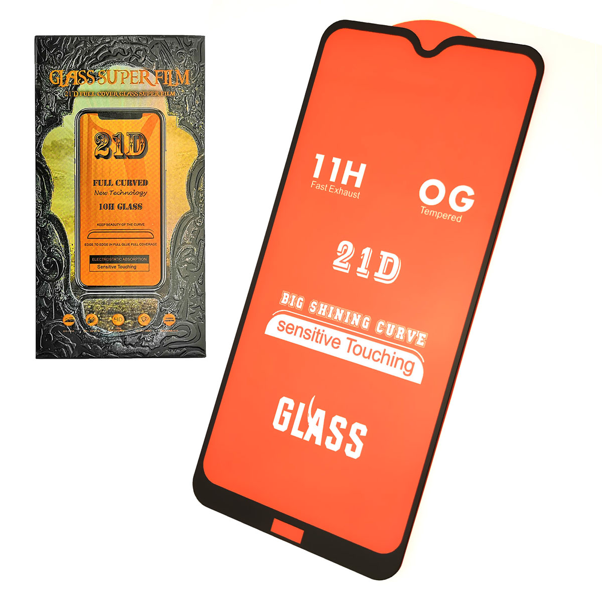 Защитное стекло "21D" FULL GLUE для XIAOMI Redmi 8, цвет окантовки черный