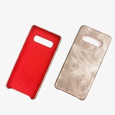 Чехол накладка X-Level VINTAGE для SAMSUNG Galaxy S10 Plus (SM-G975), экокожа, силикон, цвет золотистый.