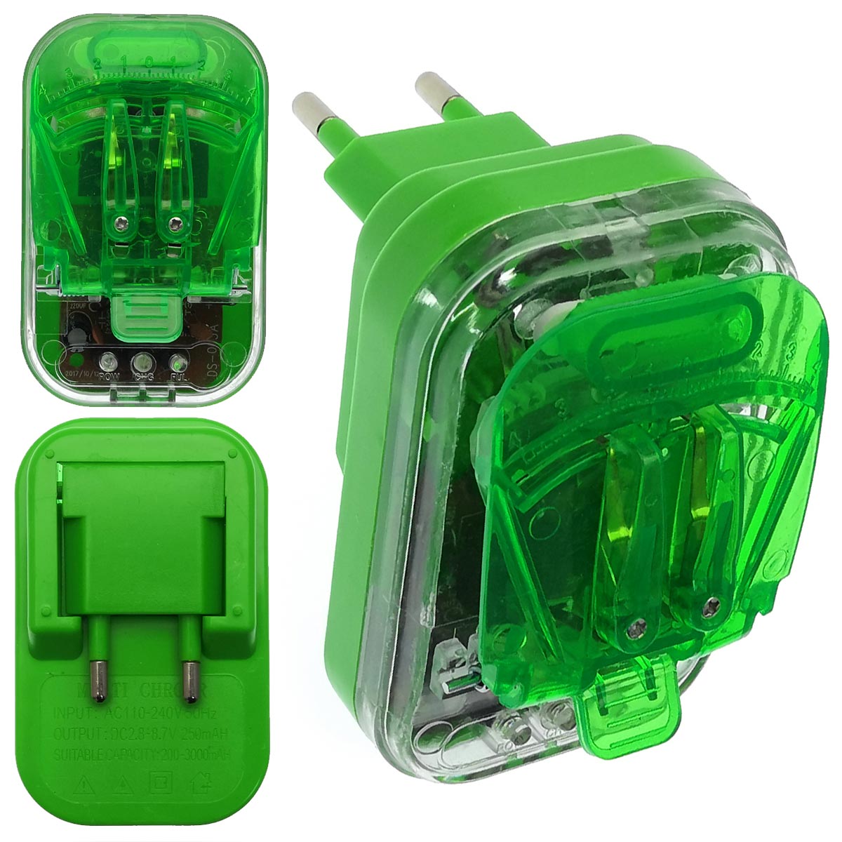 УСЗУ (Универсальное сетевое зарядное устройство) Лягушка MRM MR-130, 5V-1.2A, классическая, цвет зеленый