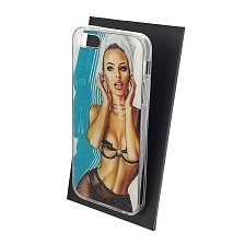 Чехол накладка для APPLE iPhone 5, iPhone 5G, iPhone 5S, iPhone SE, силикон, блестки, глянцевый, рисунок Задумчивая девушка