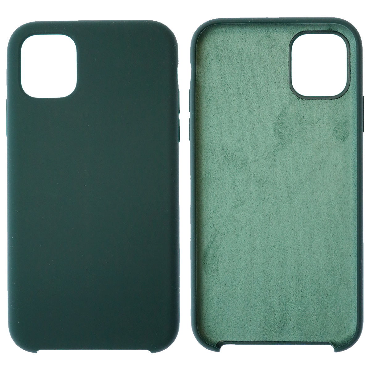 Чехол накладка Silicon Case для APPLE iPhone 11, силикон, бархат, цвет черно зеленый
