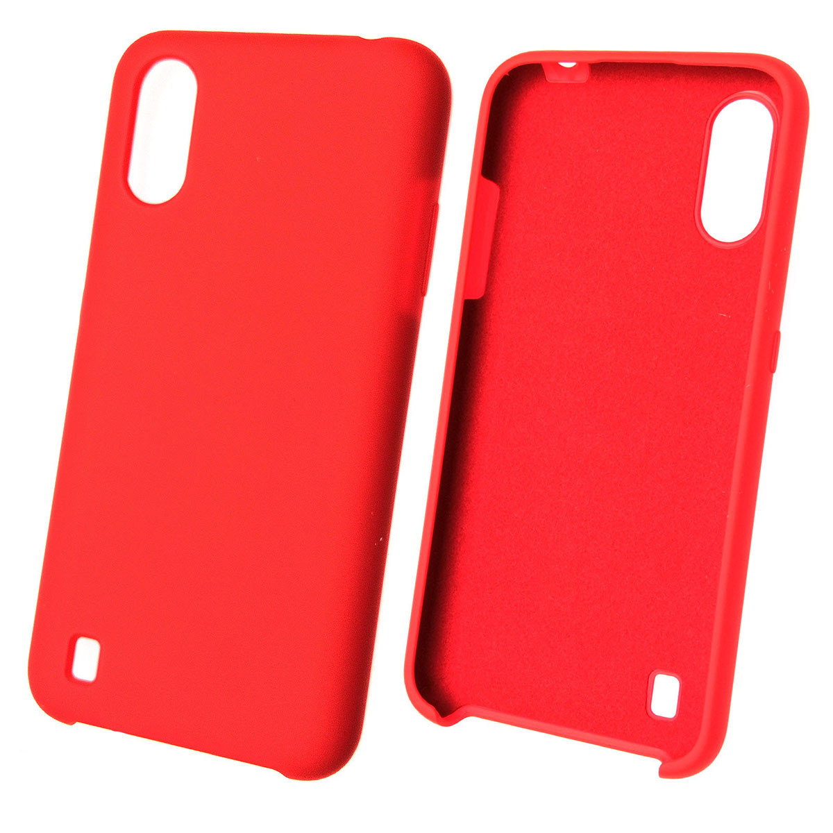 Чехол накладка Silicon Cover для SAMSUNG Galaxy A01 (SM-A015), силикон, бархат, цвет красный