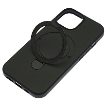 Чехол накладка Revole Mix для APPLE iPhone 15, силикон, бархат, кольцо держатель, цвет черный