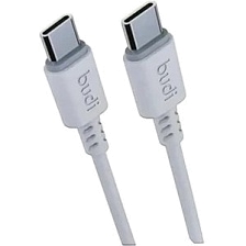 Кабель BUDI DC011TT10W Type-C на Type-C, 1 метр, 3A, цвет белый