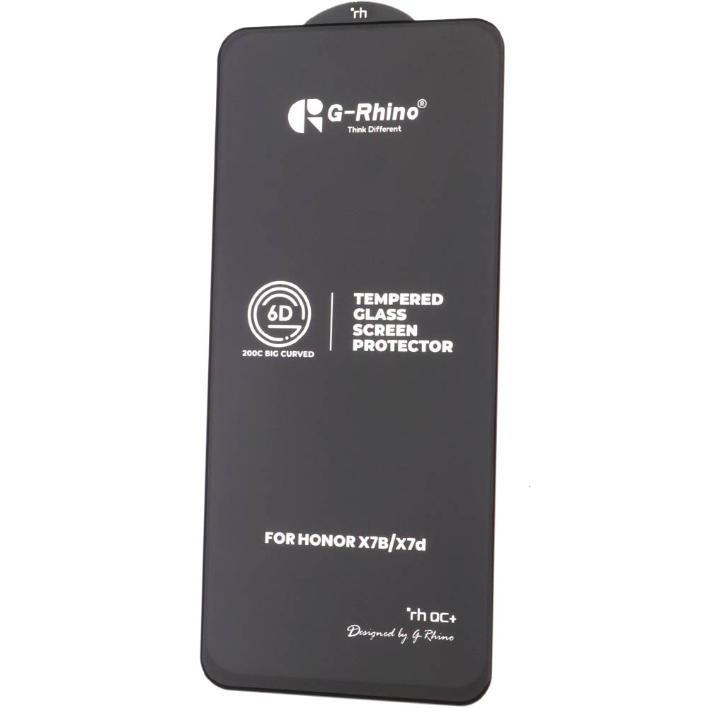 Защитное стекло 6D G-Rhino 200C для Honor X7b, Honor X7d, цвет окантовки черный (Тип 1)
