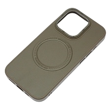 Чехол накладка Creative Stylish с поддержкой MagSafe для APPLE iPhone 15 Pro, защита камеры, экокожа, бархат, цвет темно коричневый