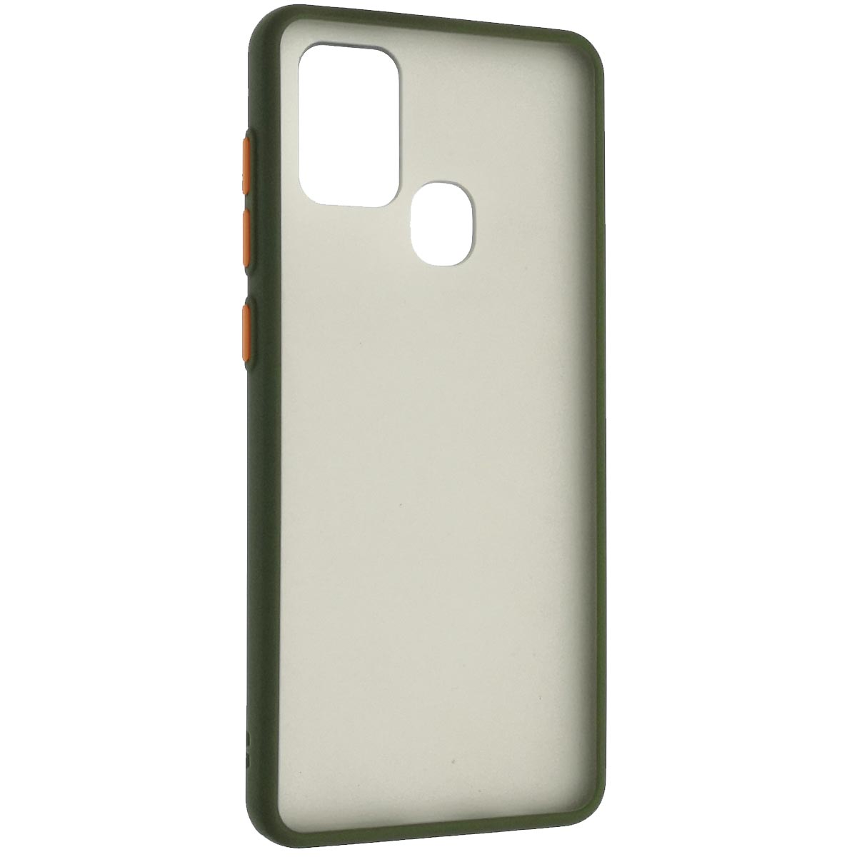 Чехол накладка SKIN SHELL для SAMSUNG Galaxy A21S (SM-A217F), силикон, пластик, цвет окантовки хаки