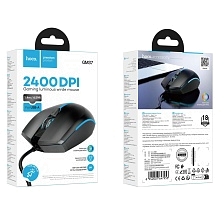 Мышь HOCO GM37 Wonderful проводная, оптическая, 2400 DPI, подсветка, цвет черный