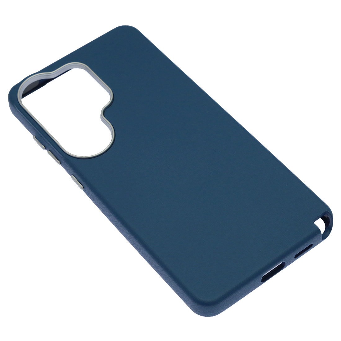 Чехол накладка VICTORIA для SAMSUNG Galaxy S26 Ultra, силикон, пластик, текстура кожи, бархат, цвет темно синий