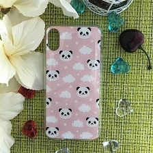 Чехол накладка для APPLE iPhone X, XS, силикон, рисунок много мишек панд.