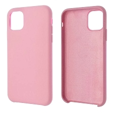 Чехол накладка Silicon Case для APPLE iPhone 11, силикон, бархат, цвет нежно розовый