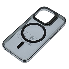 Чехол накладка Sky Armor с поддержкой MagSafe для APPLE iPhone 15 Pro, подставка, цвет прозрачно черный Чехол накладка Sky Armor с поддержкой MagSafe для APPLE iPhone 15 Pro, подставка, цвет прозрачно черный