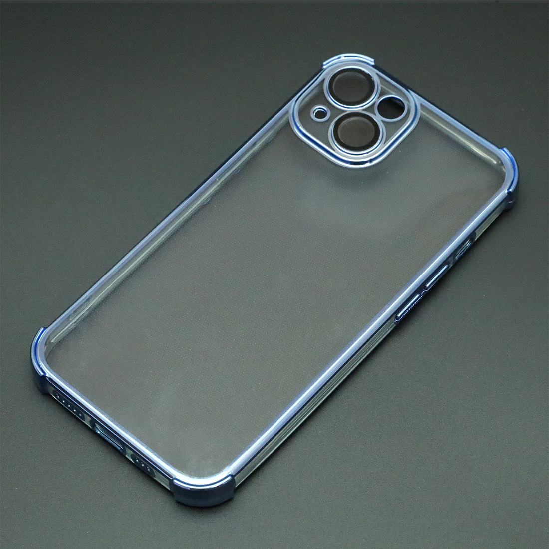 Чехол накладка для APPLE iPhone 13, силикон, защита камеры, цвет окантовки синий