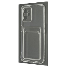 Чехол накладка CARD CASE для Realme C35, силикон, отдел для карт, цвет прозрачный