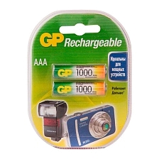 Аккумулятор перезаряжаемый GP R03 AAA BL2 NI-MH 1000mAh, тип мизинчиковый Аккумулятор перезаряжаемый GP R03 AAA BL2 NI-MH 1000mAh, тип мизинчиковый