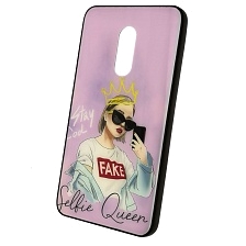 Чехол накладка для XIAOMI Redmi Note 4X, силикон, стекло, рисунок королева селфи.