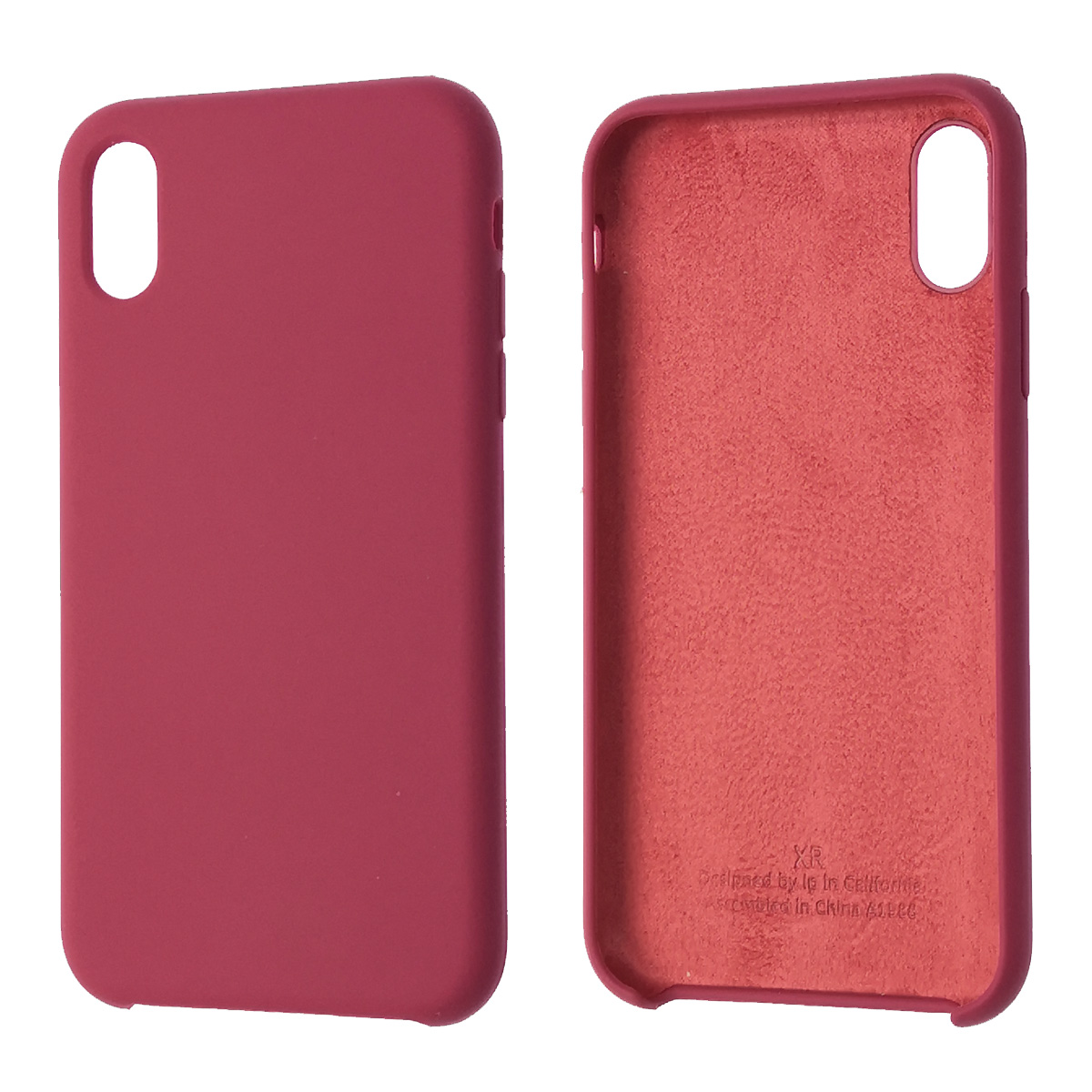 Чехол накладка Silicon Case для APPLE iPhone XR, силикон, бархат, цвет малиновый