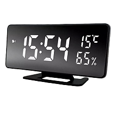 Электронные часы 888Y-6, будильник, температура, влажность, белый циферблат, цвет черный