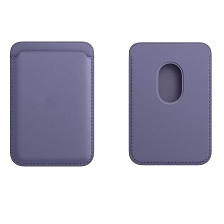 Чехол картхолдер Leather Wallet MagSafe на смартфон APPLE для банковских карт, экокожа, цвет темно сиреневый