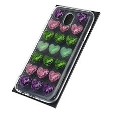 Чехол накладка для SAMSUNG Galaxy J7 2017 (SM-J730), силикон, рисунок 3D сердечки 6.