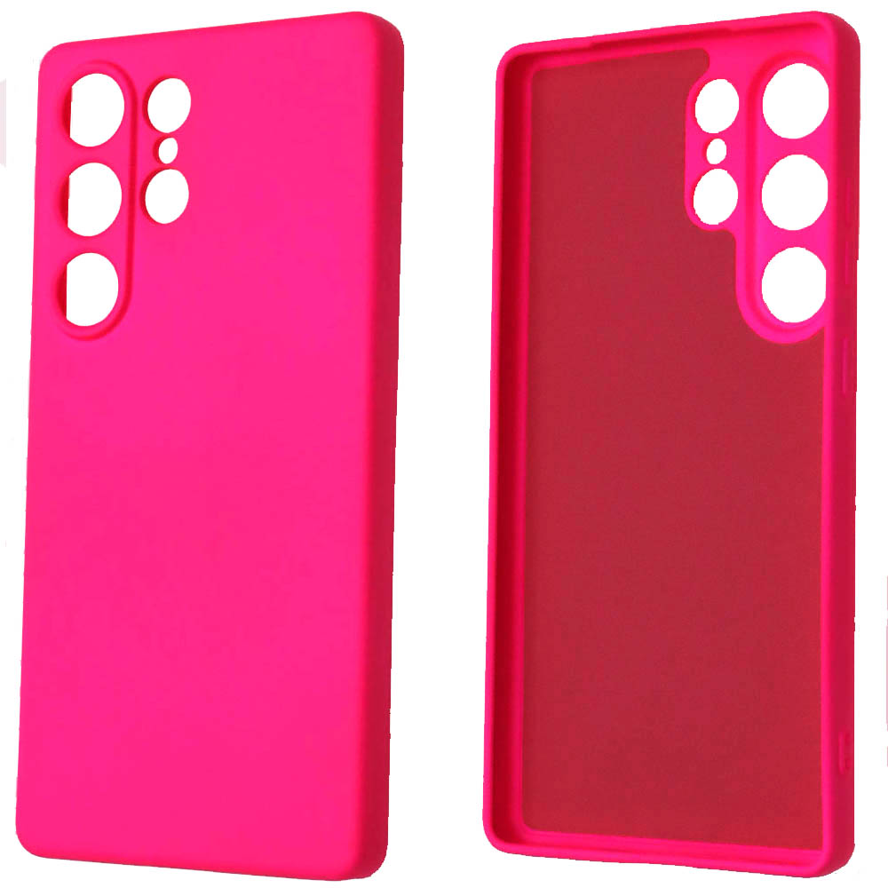 Чехол накладка NANO для SAMSUNG Galaxy S25 Ultra, защита камеры, силикон, бархат, цвет фуксия