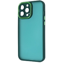 Чехол накладка KING для APPLE iPhone 13 Pro Max (6.7"), силикон, пластик, защита камеры, цвет окантовки темно зеленый Чехол накладка KING для APPLE iPhone 13 Pro Max (6.7"), силикон, пластик, защита камеры, цвет окантовки темно зеленый