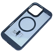 Чехол накладка с поддержкой MagSafe для APPLE iPhone 16 Pro Max (6.9"), силикон, пластик, цвет окантовки темно синий Чехол накладка с поддержкой MagSafe для APPLE iPhone 16 Pro Max (6.9"), силикон, пластик, цвет окантовки темно синий
