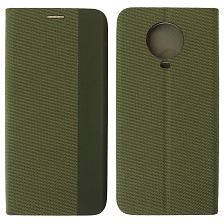 Чехол книжка MESH для Nokia G20, текстиль, силикон, бархат, визитница, цвет зеленый