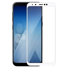 Защитное стекло 2D для Samsung A8 Plus (2018) в техпаке, цвет белый.