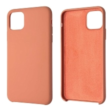 Чехол накладка Silicon Case для APPLE iPhone 11 Pro MAX, силикон, бархат, цвет светло оранжевый