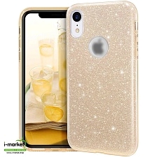 Чехол накладка Shine для APPLE iPhone XR, силикон, блестки, цвет золотистый