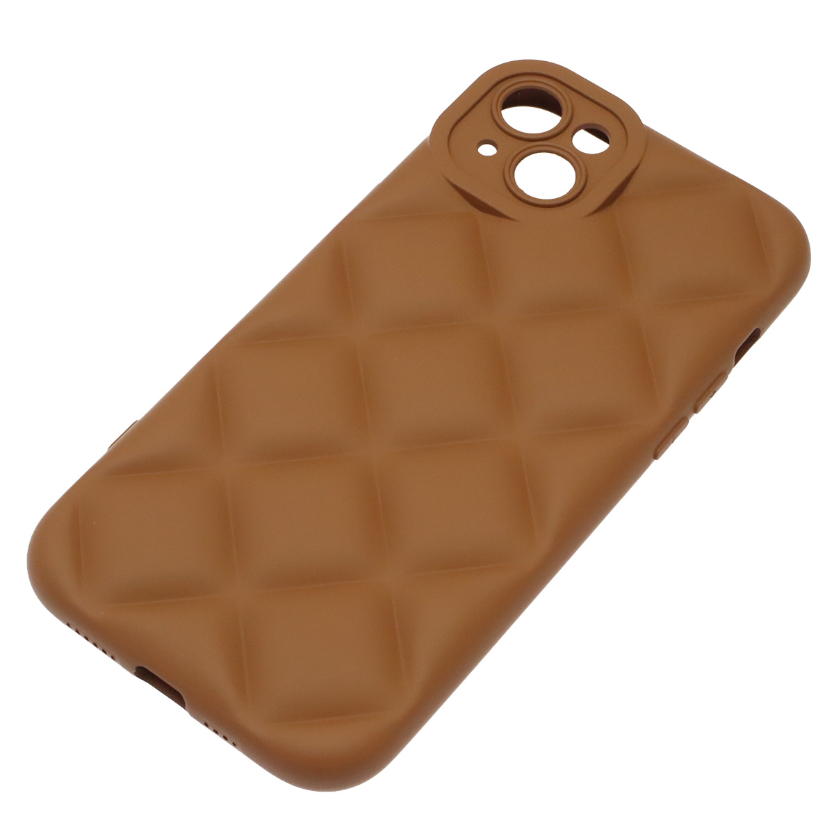 Чехол накладка для APPLE iPhone 14 Plus (6.7"), силикон, 3D ромб, цвет коричневый